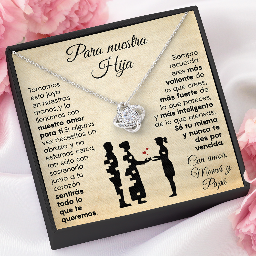 Collar de nudo con tarjeta dedicatoria "Nuestro amor para ti"