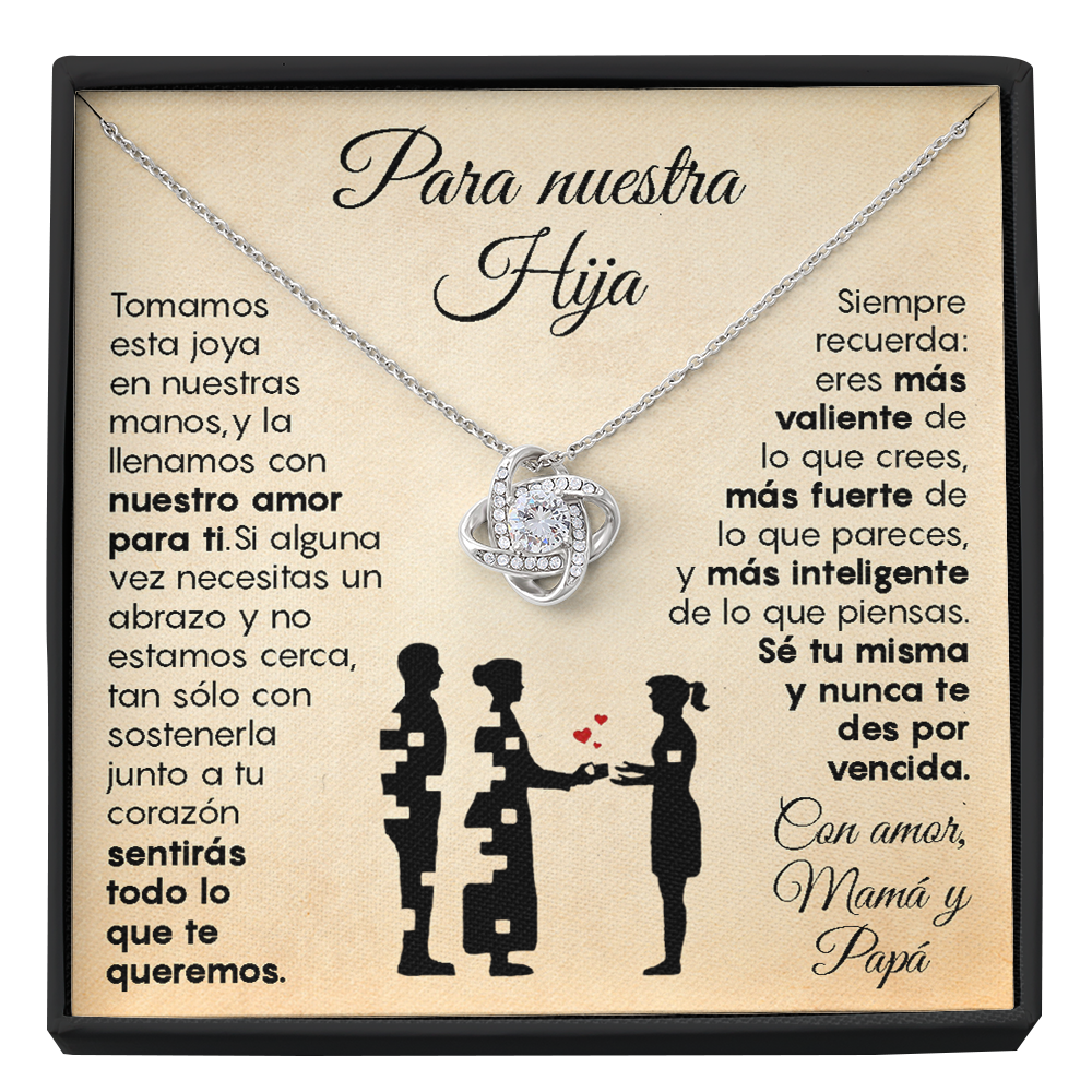 Collar de nudo con tarjeta dedicatoria "Nuestro amor para ti"