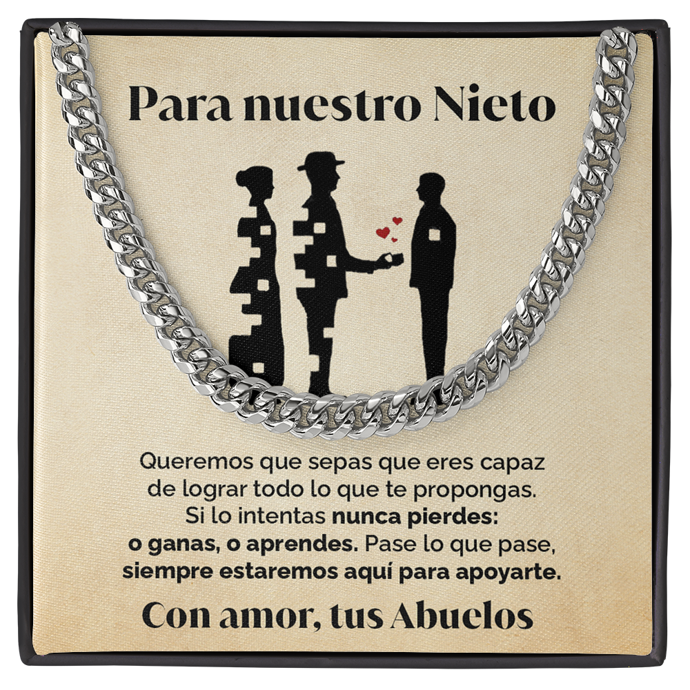Collar de cadena y tarjeta dedicatoria - Siempre estaremos - Nieto