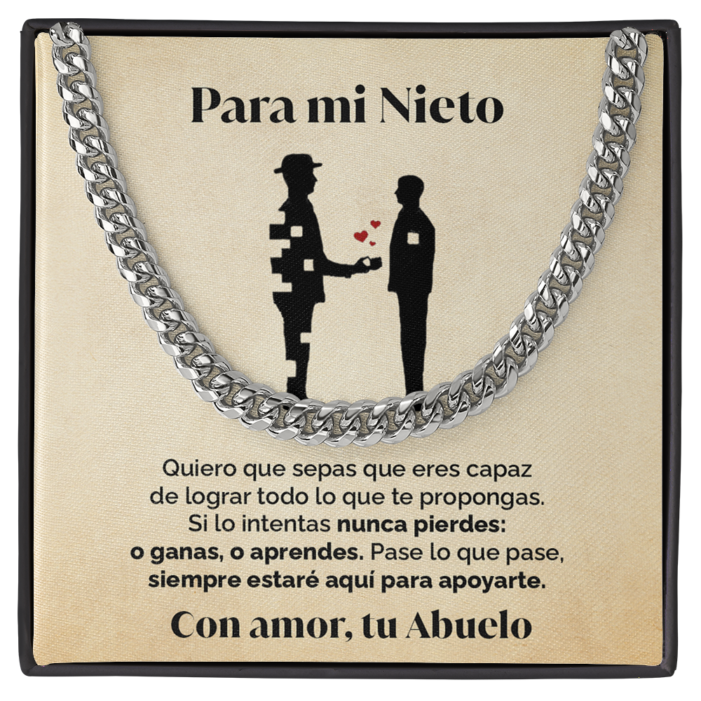 Collar de cadena y tarjeta dedicatoria - Siempre estaré - Nieto