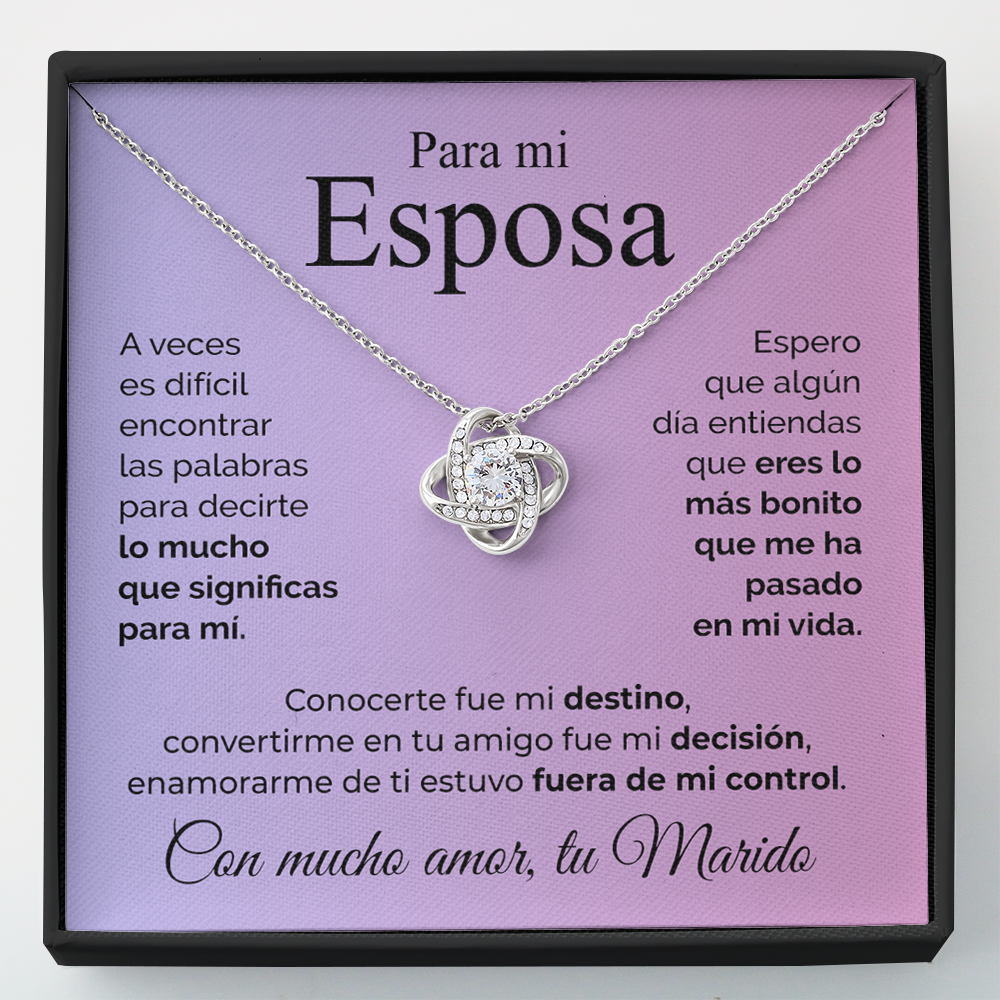 Collar de nudo con tarjeta dedicatoria "Lo más bonito que me ha pasado"