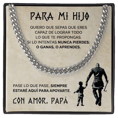 Collar de cadena y tarjeta dedicatoria - Siempre estaré aquí para apoyarte