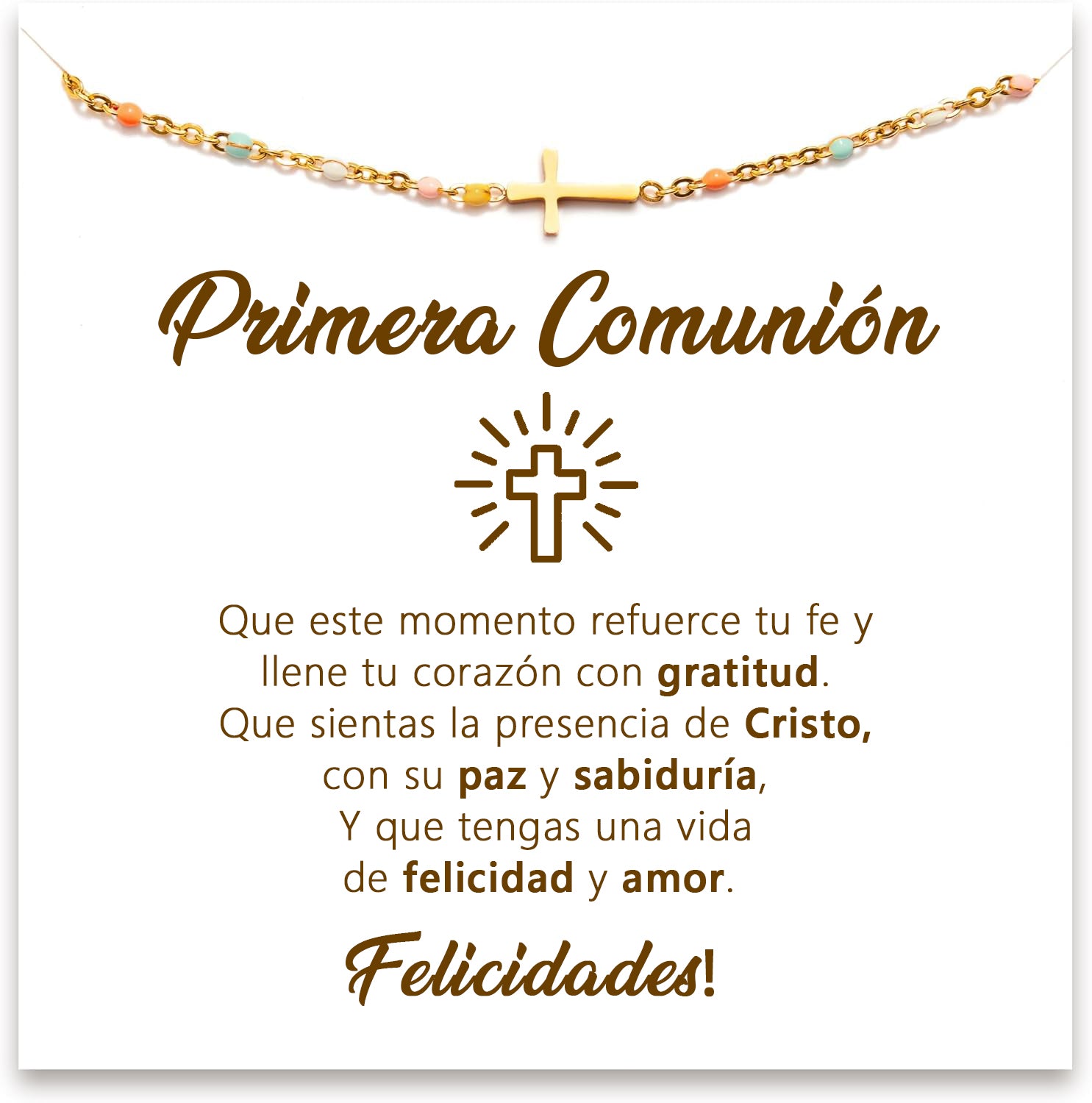 Pulsera de Cruz con tarjeta dedicatoria "Fe"