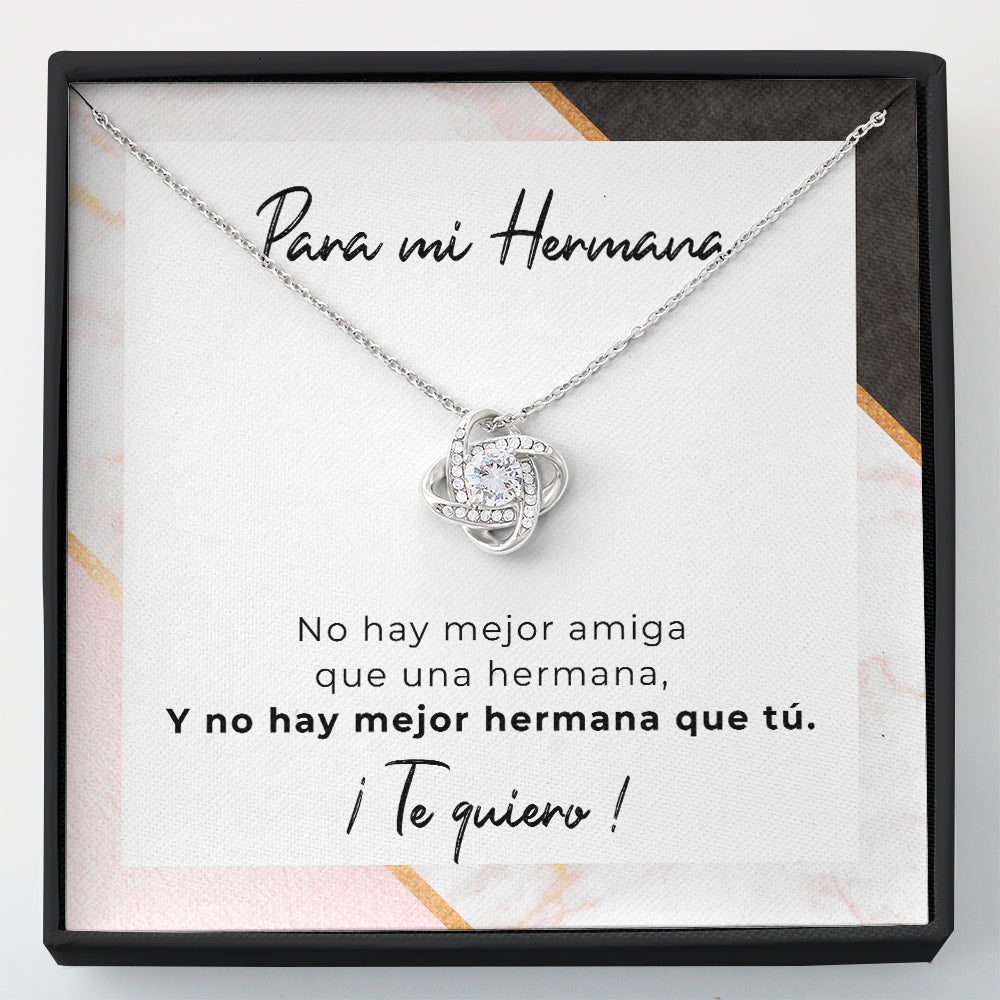 Collar de nudo con tarjeta dedicatoria "Mejor hermana"