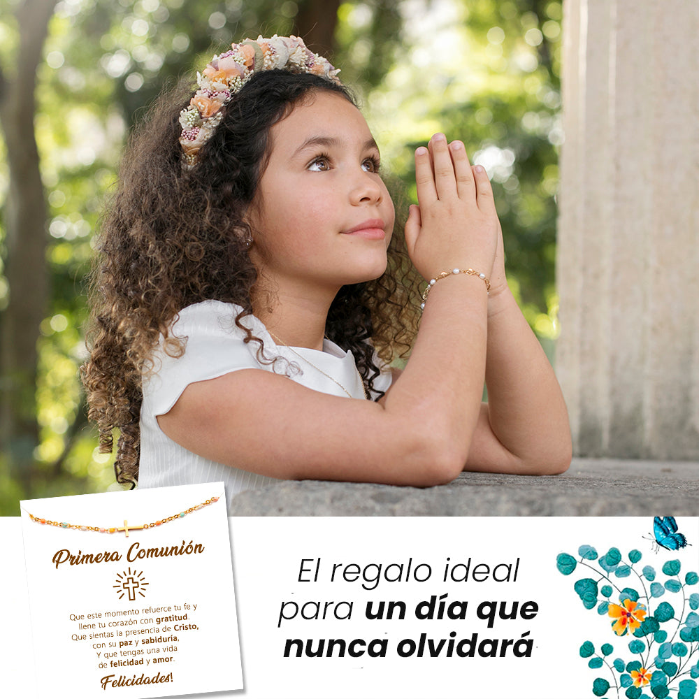 Pulsera de Cruz con tarjeta dedicatoria "Fe"