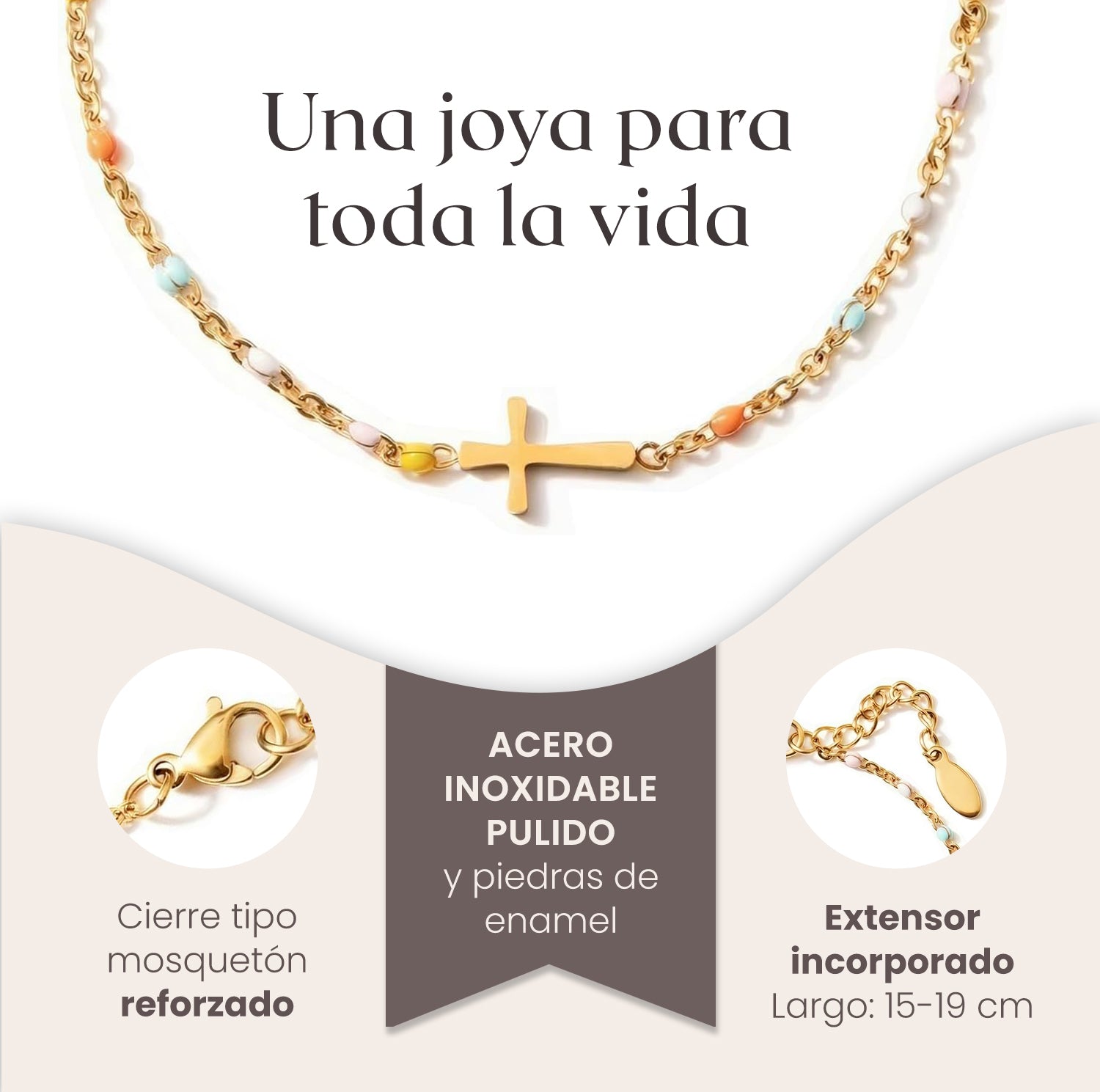 Pulsera de Cruz con tarjeta dedicatoria "Fe"