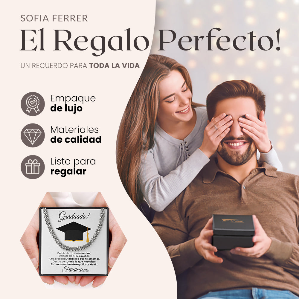 Collar de cadena y tarjeta dedicatoria - Graduado