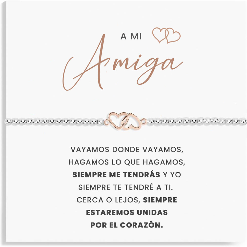 Pulsera de corazones con tarjeta dedicatoria "Unidas"
