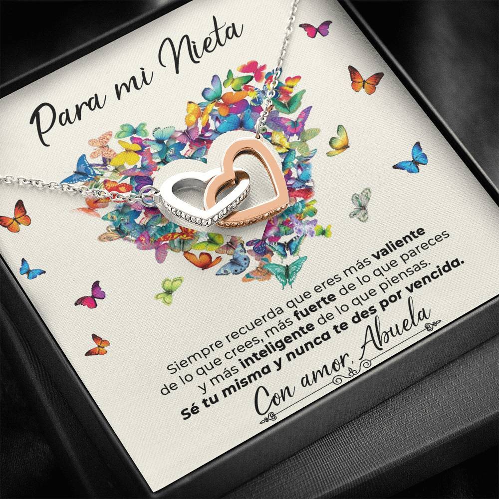 Collar con tarjeta dedicatoria "Nunca te des por vencida" Abuela