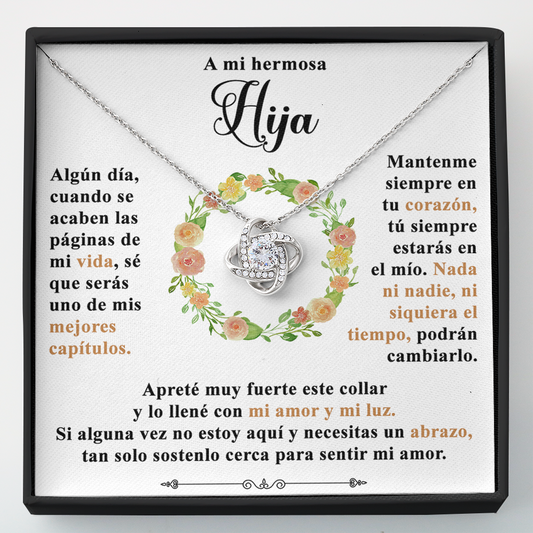 Collar de nudo con tarjeta dedicatoria "Mantenme en tu corazón"