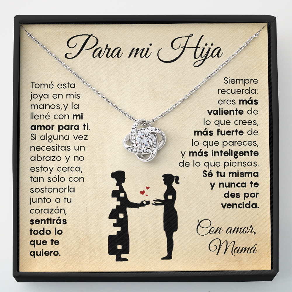 Collar de nudo con tarjeta dedicatoria "Mi amor para ti"