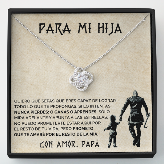 Collar de nudo con tarjeta dedicatoria "Apunta a las estrellas"